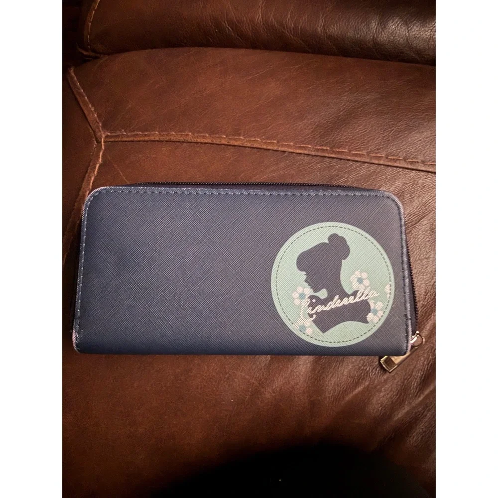 Danielle Nicole Disney Cinderella Zip Around Wallet Blue Teal Floral Princess